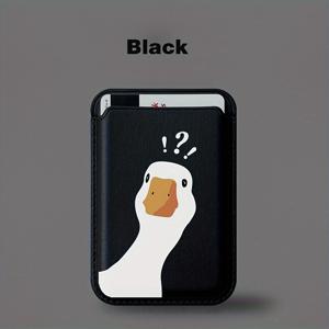 TEMU 1개의 만화 오리 인조 가죽 자석 카드 홀더 지갑 iPhone 12/13/14/15/16 시리즈 - iPhone 16 Pro Max와 호환 가능, 안전한 지갑 케이스 액세서리