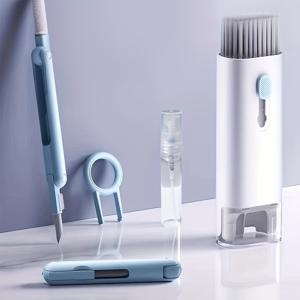 TEMU 1개 다기능 디지털 장비 청소 키트 - 통합 스프레이 클리너가 있는 부드러운 브리슬 브러시 세트, 키보드, 노트북, 이어폰 포트, 휴대폰 먼지 제거용 마이크로화이버 팁, 비전기식