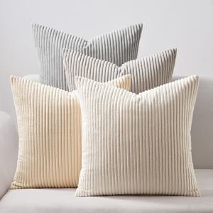 TEMU 4pcs 스타일 코듀로이 베개 커버, 중립 줄무늬 장식 베개 케이스, 지퍼 폐쇄, 거실, 침실, 소파, 발코니 휴일 장식, 소파 장식 베개| 베개 커버|지퍼 베개 커버, 장식 베개