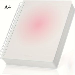 TEMU A4 스파이럴 노트북 - 300페이지, 100gsm 두꺼운 줄무늬 종이, 작업, 학교, 또는 메모용 핑크 & 그린 그라데이션 디자인의 방수 PVC 커버, 학교 문구 | 깔끔한 미학 | 내구성 있는 스파이럴 바인딩, 학교용 노트북|편지지|A4용지
