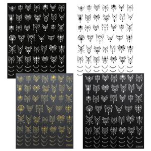 TEMU 4pcs 판타지 네일 아트 스티커 - 3D 자체 접착 플라스틱 데칼 - 기하학적 및 우주 주제의 불규칙한 모양 - 반짝임으로 장식 - 반투명한, 직사각형, 줄무늬 패턴 - 단용 매니큐어 장식