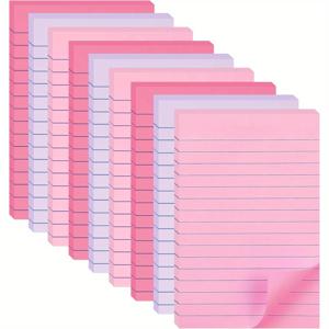 TEMU 9개 핑크 라인 스티키 노트, 450페이지 - 강력한 접착력 & 쉬운 찢김 디자인, 가정, 사무실, 발렌타인데이 선물용, 홈 오거나이제이션 | 생동감 넘치는 스티키 노트 | 기능적인 문구류, 스티키 노트 패드