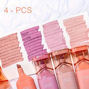 TEMU 4개 세트 반짝이는 하이라이터 펜, 조절 가능한 선 폭, 노트 및 다이어리용 대담한 표시, 손으로 쓴 계정 펜 컬렉션, 메모용품|반짝이는 마감|투명 캡 디자인