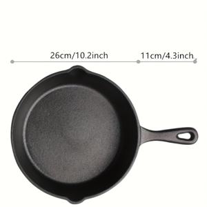 TEMU 1pc 양념 처리된 주철 프라이팬, 드립 주둥이, 오븐 사용 가능, 휴대용 프라이팬, 계란, 햄버거, 그릴용 - RV 요리, 캠핑, 야외 하이킹 장비, 인덕션 쿡탑 호환, 식품 접촉 안전, 철 재질, 무충전, 내부 기능 - 5.5
