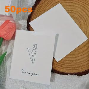 TEMU 50장 튤립 디자인 감사 카드, 다목적 감사 인사말 카드, 결혼식, 추석, 카니발, 어머니의 날, 영어, 4.33x3.54인치 종이 재질