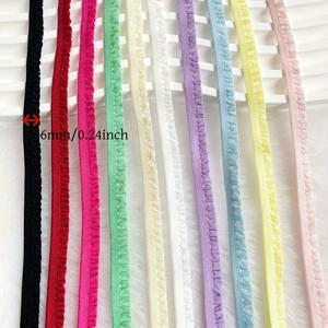TEMU 10개입, 다양한 색상의 생동감 있는 신축성 러플 엣지 레이스 트림, 6mm/15mm 주름 레이스 트림, 폴리에스터 웨빙 리본, 인형 옷, 드레스 액세서리, 봉제 DIY 공예용품에 완벽함, 1야드/색상