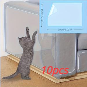 TEMU 10개 투명 고양이 스크래치 가드 가구 보호대 - 방수 PVC, 양면 소파 및 라운지 의자 실드, 실내 애완동물 긁힘 방지 테이프, 쇼파 보호용, 애완동물 스크래치 예방 | 투명 디자인 | 내구성 있는 접착제, 고양이 스크래치 가구 보호기
