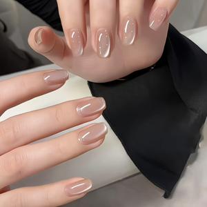 TEMU 30pcs 짧은 사각형 누드 프레스온 네일 - 누드 컬러와 부드러운 글리터, 거품이 나는 마무리, 패션 네일 아트를 위한 준비된 네일 세트, 패션 네일 아트|사각형 네일 팁|거품이 나는 마무리 네일