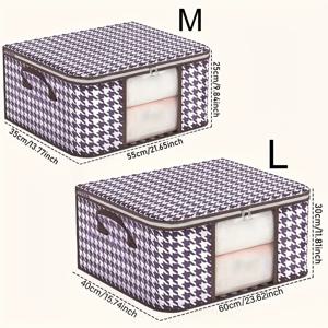TEMU 2pcs 보라색 하운드스투트 보관 상자 - 대용량 접이식 정리함, 강화된 손잡이 및 투명 창, 이불, 옷, 담요, 침구 및 장난감에 이상적, 가정, 기숙사, 이동, 침대 아래 보관에 적합