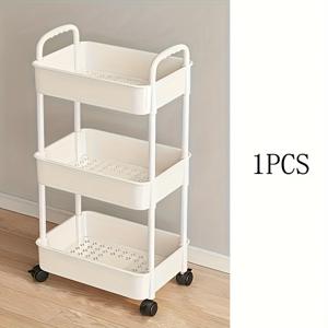 TEMU 1pc 장난감 보관 카트, 다기능 푸시 카트, 간단한 바퀴가 달린 이동식 보관 카트, 주방, 욕실, 침실에 적합 - 조절 가능한 선반, 다층 기능성, 바퀴가 장착된 초박형 디자인, 이동식 보관 정리 랙, 다층 선반, 주방, 침실, 거실에 이상적인 장난감 보관 카트