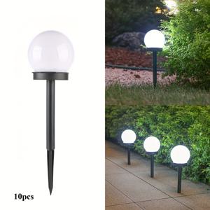 TEMU 10개 솔라 전원 LED 정원 조명, 매트 블랙 마감, 에너지 효율적인 야외 잔디 스테이크 램프, 40mAh 니켈 배터리, 분리되지 않음, 정원용 반Flush 마운트, 빌라, 마당 - 원격 제어 없음, 야외 조명 | 세련된 랜드스케이프 조명 | 솔라 충전 조명, 장식용 조명