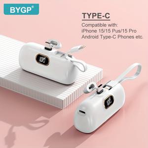 TEMU BYGP 5000mAh 미니 휴대용 충전기, 초소형 배터리 팩 여행용 모바일 폰 충전기, 아이폰 15/14/13/12 프로 맥스/iPad 프로/삼성 등과 호환 가능, 비상 전원 포켓 파워 뱅크, USB 모바일 백업 배터리 팩, 선물|보조배터리