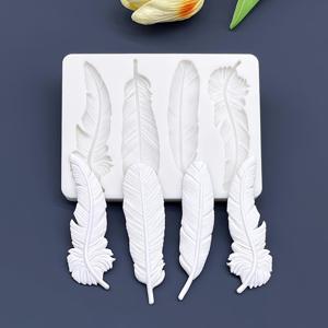 TEMU 초콜릿, 퐁당, 컵케이크 장식용 깃털 모양 실리콘 몰드 - 라텍스 프리 주방 베이킹 도구