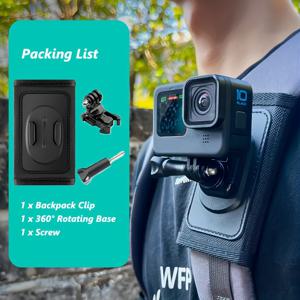 TEMU 360° 회전 클립온 배낭 가슴 스트랩 스포츠 카메라 홀더 - GoPro Hero 13 Black, Hero 12/11/9/8/7, Insta360 X3, DJI, SJCAM 등과 호환되는 조절 가능한 어깨 패드가 있는 내구성 있는 마운트 - 빠른 분리, 미끄럼 방지 설계, 야외 모험 및 여행에 이상적