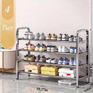TEMU 1pc 304 스테인레스 스틸 신발 선반, 20 쌍 용량, 방수, 녹 및 마모 방지, 미끄럼 방지 바닥, 스택 가능 옷장 정리기, 입구, 침실, 사무실, 식사, 헤어 스타일링, 실내 사용 - 조립 필요|신발정리대