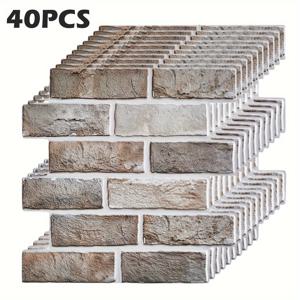 TEMU 10/40/80pcs 3D 스테레오 벽 스티커 크리스마스 장식 벽지 창의적인 벽지 벽지 시뮬레이션 타일 스티커 방수 및 방습 홈 리노베이션 벽 스티커 욕실 침실 주방 거실 배경 벽 복도 30*30Cm/11.8*11.8Inch에 적합합니다.