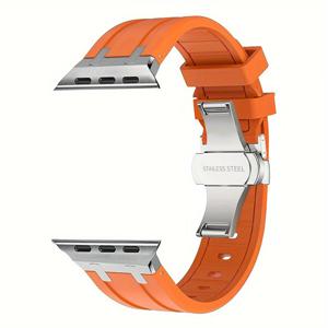 TEMU 1pc for iwatch Ultra/SE/10/9/8/7/6/5/4용 실리콘 스포츠 스트랩, 49mm/46mm/45mm/44mm용 부드러운 조절 가능한 교체 밴드, 럭셔리 스테인레스 스틸 버클, 남성용 편안한 손목 스트랩