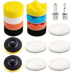 TEMU 80/125/150mm 연마 스펀지 패드, 17개 연마 세트, 연마 부착물, 각도 그라인더, 연마 스펀지, 자동차 연마기용 연마 패드