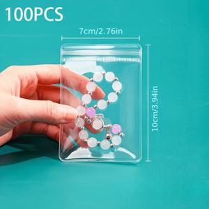 TEMU 100개 PVC 방산 보석 가방 두꺼운 보석 장식 DIY 보관용 투명한 밀봉 가방 가정용 재사용 가능한 휴일 파티 할로윈 크리스마스 새해 선물 포장 가방 소규모 사업에 적합, 겨울, 새해에 완벽함