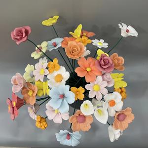 TEMU 10개 랜덤 세라믹 꽃 세트 - 수제, 영원한 꽃 DIY 홈 데코 - 발렌타인데이, 크리스마스, 어머니날 등에 완벽한 선택