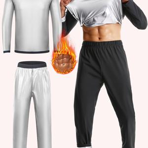 TEMU 남성용 2pcs 운동복, 폴리에스터 90% 엘라스테인 10% 니트 원단, 크루넥 긴팔 & 바지, 빠른 땀 흡수 운동복, 훈련 및 요가에 적합한 유니버설 핏, 단색, 약간의 스트레치, 모든 계절|헬스복