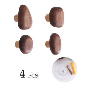 TEMU 4개 세트, 자갈 모양 목재 후크, 욕실 옷걸이 후크, 방 장식 후크, 벽걸이 후크