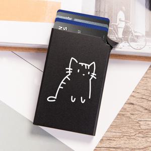 TEMU 남성용 지갑 & 카드 팝업 케이스 거치대 RFID 보호용 방지 도난 지갑, 사랑스러운 고양이 3 패턴 슬림 비즈니스 신용카드 케이스, 여성 남성용 얇은 알루미늄 은행 금속 카드 케이스 RFID 차단 기능|명함지갑