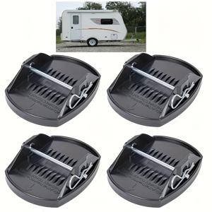 TEMU 4pcs 범용 RV 잭 패드, 헤비 듀티, 플라스틱, 스틸 발로, 조절 가능한 바퀴 발 다리 지원, RV, 카라반, 트레일러, 캠핑카, 외부 사용 RV 블록