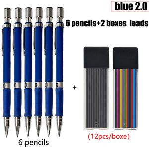 TEMU 미술 및 사무용 2.0mm 기계식 연필 세트 - 연필 6개 + 연필심 2박스 포함, HB 등급, 스케치 및 드로잉에 이상적