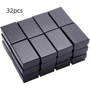 TEMU 9pcs/16pcs/32pcs, 패턴 카드보드 보석 상자, 3.15X1.97X0.98인치 (8X5X2.5Cm) 직사각형 반지, 귀걸이, 목걸이 선물 상자, 스폰지 삽입, 기념일, 결혼식, 생일, 블랙
