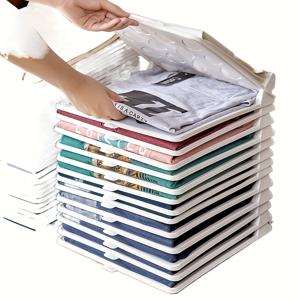 TEMU 15개 패키지 플라스틱 접이식 옷 정리 선반, 공간 절약 셔츠 및 바지 정리 보관 랙, 가정용 주방 바구니 상자, 편리한 액세스, , 가정용 정리용 바구니 및 용기, 가정용 정리용 뚜껑 보관 바구니