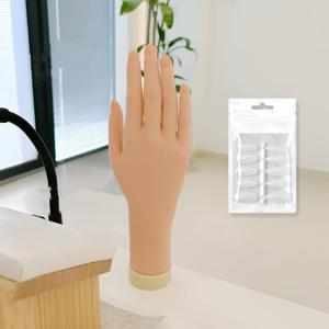 TEMU 연습용 손 모형, 부드럽고 유연한 손가락으로 다양한 네일 스타일을 보여줍니다. 네일 아트 도구 세트 (40개의 네일 팁 및 48개의 젤리 글루 스티커 포함)|네일아트|네일팁