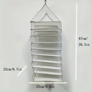 TEMU 6/9-Tier 그레이 접이식 걸이형 옷장 정리함 - 티셔츠, 탱크 탑 및 더 많은 것을 위한 벽걸이 보관 선반 - 폴리에스터 소재로 투명 포켓이 있는 쉽게 보이는 옷장 정리함 및 보관함