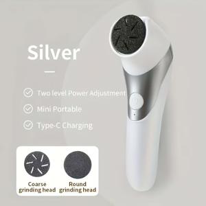 TEMU USB 충전식 전기 발 굳은살 제거기 - 매끄럽고 부드러운 발을 위한 교체 가능한 롤러가 있는 휴대용 페디큐어 도구 - 깊은 클렌징 및 각질 제거 - 화이트 & 그레이 디자인, 홈 페디큐어 도구 | 현대적인 페디큐어 도구 | ABS 소재