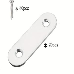 TEMU 100개-연결 부품 20개 + 나사 80개, 스테인리스 스틸 직각 브래킷 (4.7x 1.6cm) 평면 직각 브래킷, 금속 고정 연결판, 가구, 책장, 테이블, 의자 다리, 침대 등 수리용으로 사용 가능