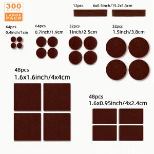 TEMU 300pcs 필트 가구 패드 세트 - 나무 및 합판 바닥을 위한 미끄럼 방지 강력한 보호, 테이블, 의자 및 가전제품을 위한 다목적 자체 접착 바닥 보호자