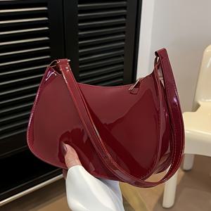 TEMU 미니 여성 크로스바디 백, 패션 단색, 빨간색, 지퍼 잠금, 폴리에스터 안감, 엣지 페인트 없음, 경량 고정 스트랩, 다기능 통근 전화 케이스 포함, 여성용
