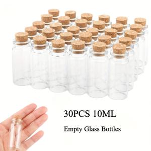 TEMU 30개 10ml 투명 유리병, 코르크 스토퍼 포함 - 메시지, 소원, 웨딩 파티 선물, 보석 DIY 장식, 파티 용품, 파티 선물 용기|코르크 스토퍼 용기|유리병