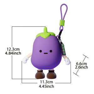 TEMU 3D 만화 실리콘 동전 지갑 - 가지와 당근 모양의 휴대용 보관 가방, 손세탁 가능, 혼합 색상(흰색, 갈색, 주황색), 일상 사용을 위한 기능적인 디자인, 캐주얼 액세서리 | 만화 캐릭터 백 | 짠 질감