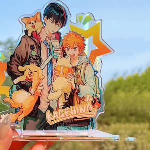 TEMU 2D 평면, 10cm 애니메이션 아크릴 데스크탑 피규어 - 하이큐!! 배구 캐릭터 라게냐 & 코유키, 팬을 위한 귀여운 수집용 선물, 전원 필요 없음, 책상이나 선반에 완벽함, 데스크톱 장식품 | 컬러풀한 수집품 | 아크릴 소재, 애니메이션 액세서리