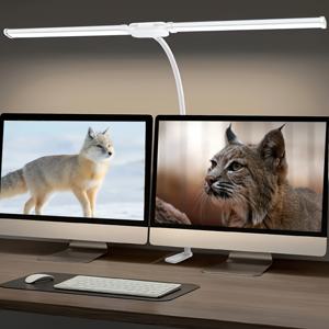TEMU LED 책상 램프 눈 보호 스크린 라이트 USB 전원 램프 13W, 5가지 조명 모드, 650 루멘, 조절 가능한 거위 목 램프, 180도 접이식 이중 헤드 램프, 클립이 있는 책 읽기, 공부, 작업 , 컴퓨터 룸, 생일 선물용. 블랙 앤 화이트 옵션 제공|컴퓨터책상