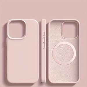 TEMU 애플 케이스와 호환되는 iPhone 13, 14, 15, 및 16 시리즈용으로 설계된 내장 자기 링이 있는 단색 액체 실리콘 보호 커버|아이폰케이스