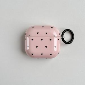 TEMU For AirPods 1/2/3/4/Pro/Pro2용 키체인 포함 Chic Love Heart 핑크 & 블랙 TPU 보호 케이스 - 내구성, 긁힘 방지 이어폰 커버