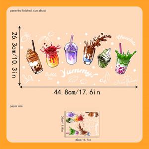 TEMU 여름 버블 티 & 초콜릿 음료 스티커 - 정적 클링, 쉽게 적용 및 제거 - 유리 창, 카페, 레스토랑, 홈 데코용으로 멋진 물감 디자인 - 사무실, 침실, 욕실, 매장 장식, 사무실 장식에 완벽한 재미있는 디자인 | 쉽게 적용할 수 있는 스티커, 버블 티 장식