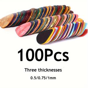 TEMU 베이스, 일렉트릭 및 어쿠스틱 기타용 독특한 기타 피크 100개 세트, 0.46mm, 0.71mm, 0.96mm 포함