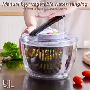 TEMU 1pc 5L 대용량 주방 샐러드 스피너 - 손쉽게 한 손으로 누르는 뚜껑, 채소 및 과일 탈수, BPA 프리 플라스틱, 녹색, 허브, 딸기 등에 이상적 - 손바퀴 식품 바구니, 야외 사용을 위한 건조대, 샐러드 레터 스피너|야채탈수기