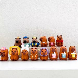 TEMU 20개의 귀여운 실리콘 카피바라 DIY 펜슬 탑퍼 세트, 홈 데코, 가방 장식, 폰 스트랩, 자동차 액세서리, 크래프팅 재료, 휴일 선물 만들기에 완벽합니다.