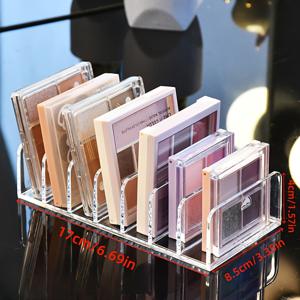 TEMU 7개의 슬롯이 있는 투명 아크릴 메이크업 오가나이저, 눈썹 팔레트, 컨투어 키트, CD, 안경 액세서리 보관에 적합 - 공간 절약, 쉽게 보관할 수 있는 플라스틱 오가나이저, 가정용 정리 바구니, 상자, 용기에 이상적입니다.