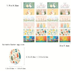 TEMU 48피스 부활절 가열 수축 세트, 부활절 장식 피산키 달걀, DIY 만화 토끼 패턴 스티커