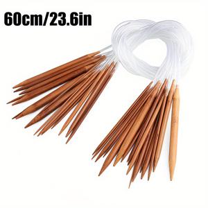 TEMU 초보자 성인을 위한 18pcs 대나무 원형 뜨개질 바늘 세트, 명확한 플라스틱 튜브 공예 원사 세트 바늘 키트, 나무 라운드 원사 뜨개질 바늘, 18 크기: 2mm - 10mm 15.7 